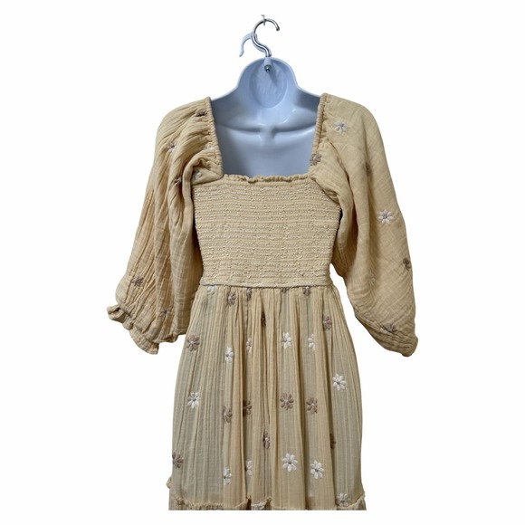 Free People Dahlia Embroidered Puff Sleeve Maxi Dress Size XS Cream Cottage NWT - Picture 5 of 10
